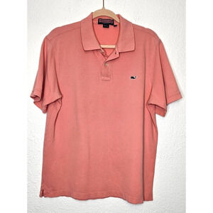 Vineyard Vines Mens Polo Shirt Medium Pink Short Sleeve Logo Cotton Golf Preppy